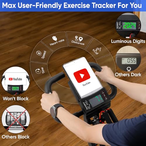 YYFITT 3-IN-1 Exercise Bike with Luminous Digits Display | Folding Stationary Bikes for Home Seniors | Compact Workout Bike with Fully Support