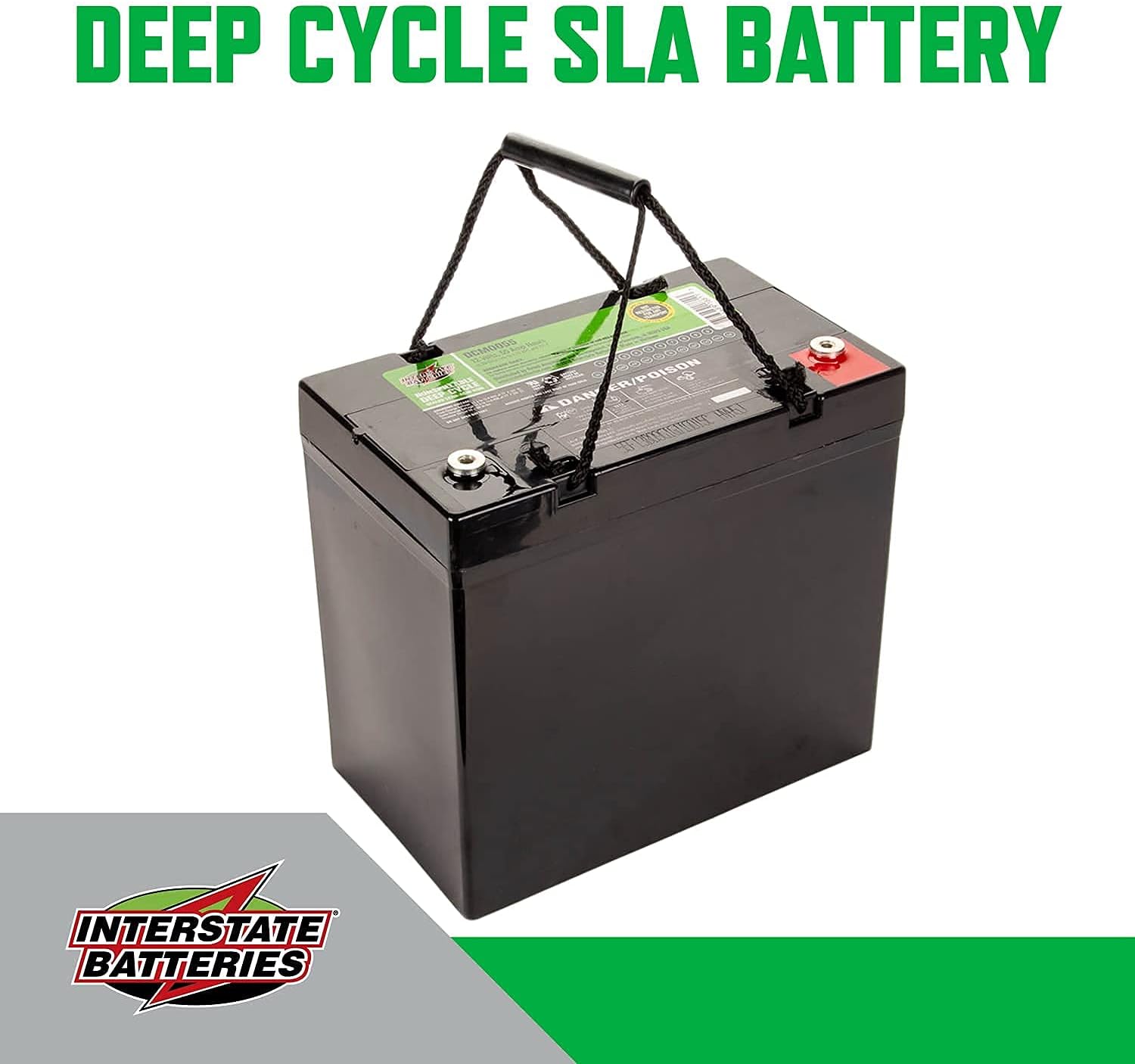 Interstate Batteries 12V 55Ah Deep Cycle Battery (DCM0055) Sealed Lead Acid Rechargeable SLA AGM (Insert Terminals) Wheelchairs, Scooters, ATVs