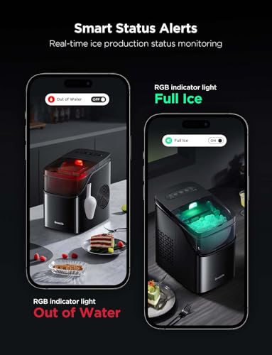 GoveeLife Smart Ice Maker Countertop, Portable Ice Machine with Voice Control, 9 Ice Cubes in 6 Minutes 3 Sizes, 26lbs/24Hrs