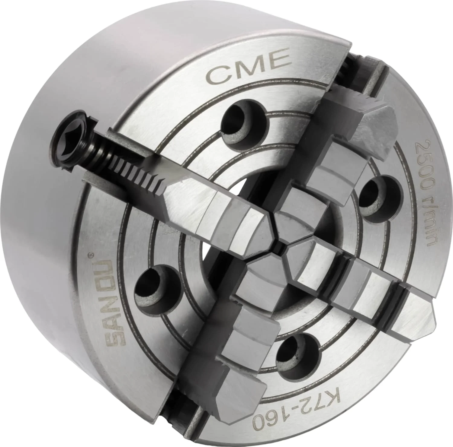CME 6" 4-Jaw Lathe Chuck, Plain (Flat) Back, Reversible Jaws
