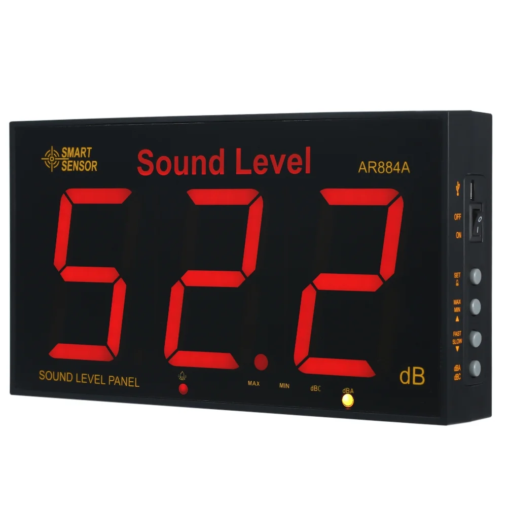 SMART SENSOR AR884A Sound Level Meter with Large LCD Screen Wall Mounted Digital Sound Level Meter Digital Noisemeter Decibel Monitoring Tester Noise