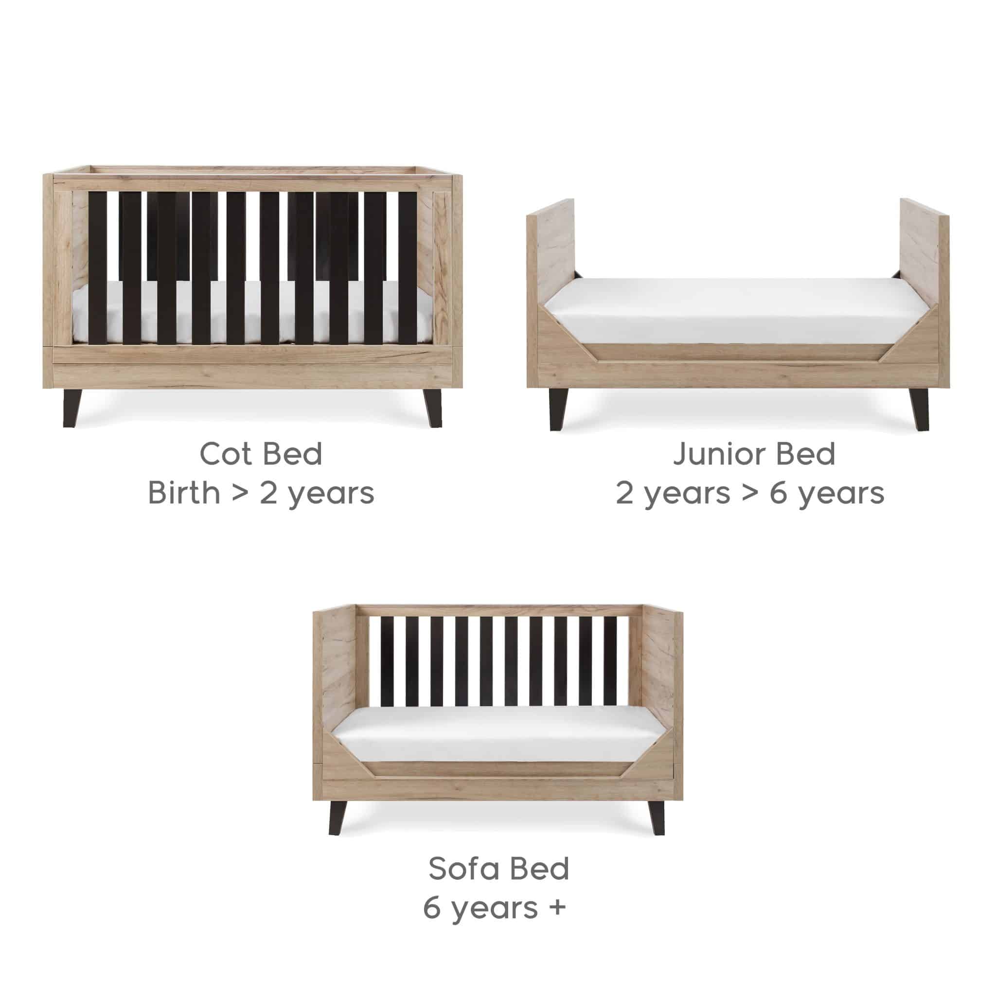 Tutti Bambini Como 4 Piece Nursery Room Set – Slate Grey/Distressed Oak