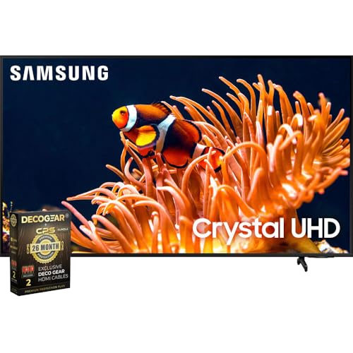 Samsung 65 Inch DU8000 Crystal UHD LED 4K Smart TV Bundle with 2 YR CPS Enhanced Protection Pack (2024 Model)