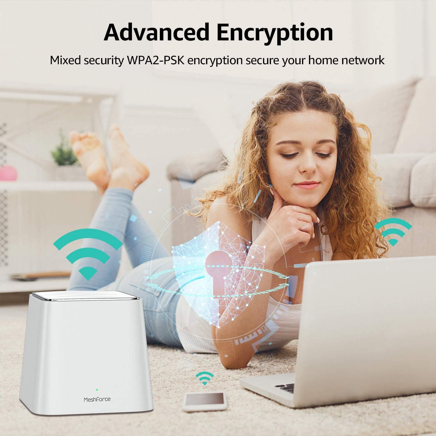 Meshforce M3 Mesh WiFi System, Mesh Router for Wireless Internet, Up to 4500 sq.ft （6+ Rooms） Whole Home Coverage, WiFi Router Replacement