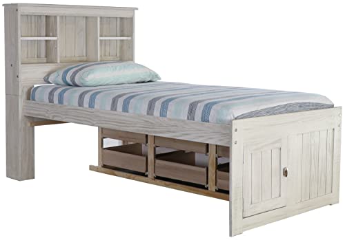 Discovery World Furniture White Full Bookcase Bed with 6 Drawers
