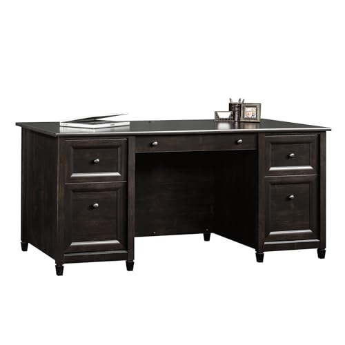 Sauder Edge Water Office, Executive Desk with File Drawer Storage, L: 65.12" x W: 29.53" x H: 29.37", Estate Black