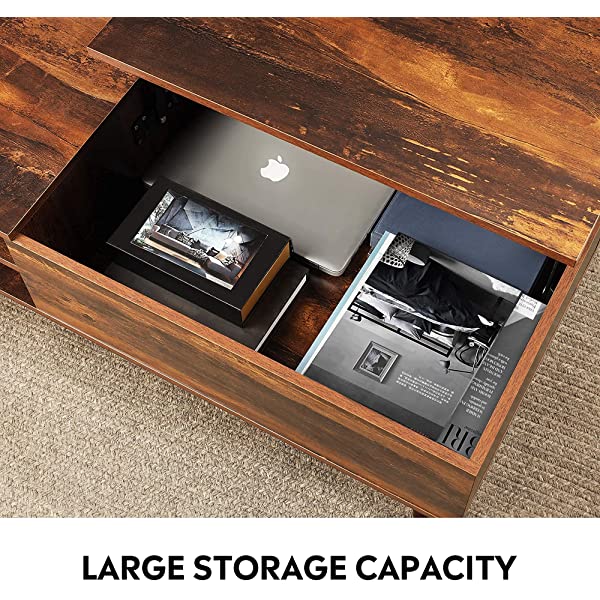 WLIVE Wood Lift Top Coffee Table with Hidden Compartment and Adjustable Storage Shelf, Lift Tabletop Dining Table for Home Living Room, Office