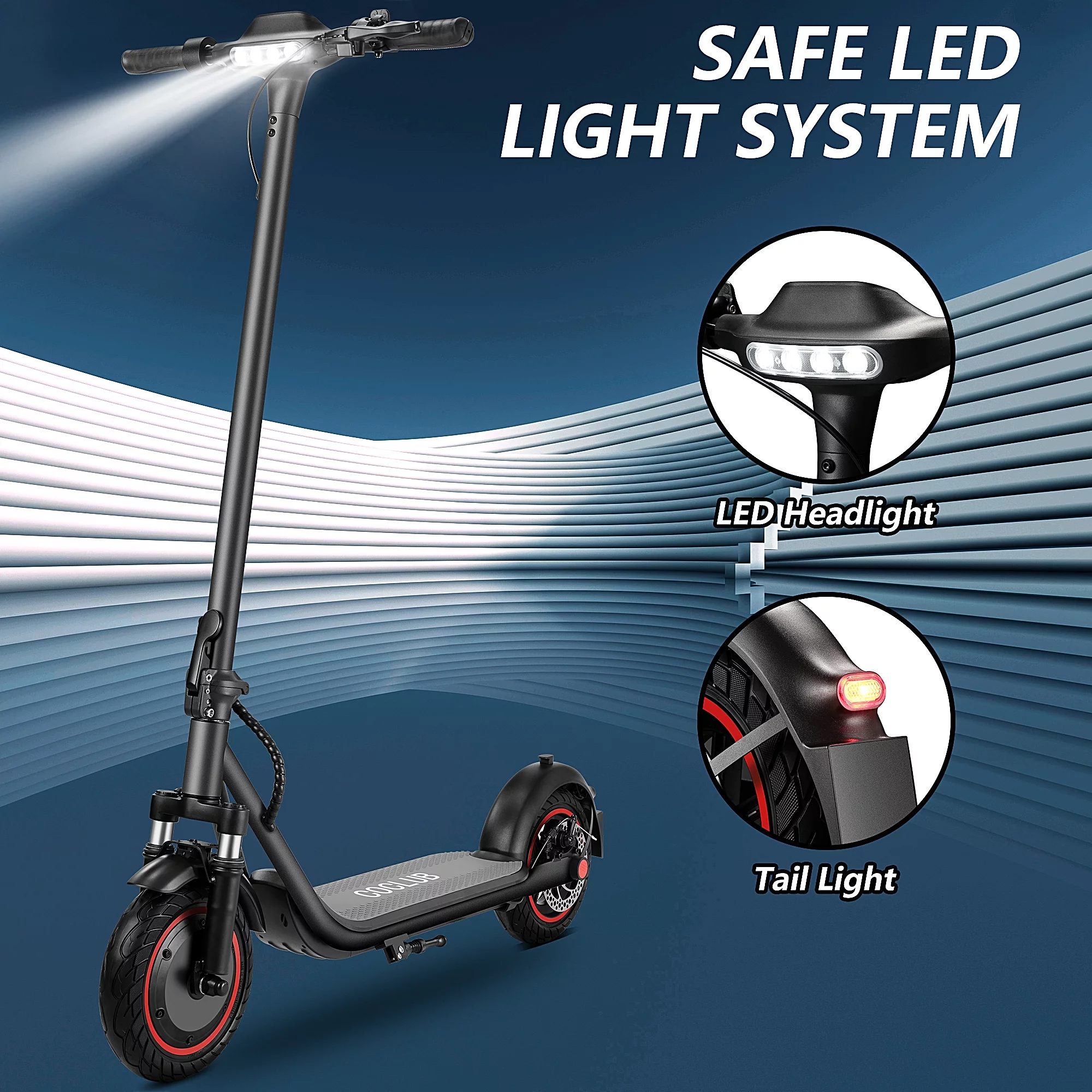 Adults Electric Scooter, 500W Motor up to 15 MPH,15 Miles Long-Range, 10" Solid Tires, Dual Braking Safety System