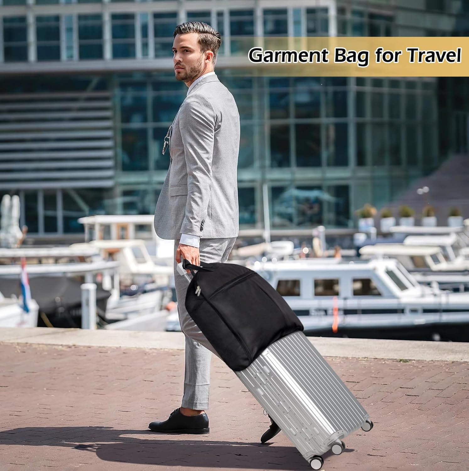 SLEEPING LAMB Carry On Garment Bag for Travel, 43’’ Heavy Duty Suit Bag for Men Travel with Metal Hook