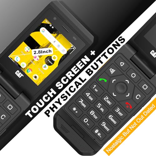 CAT S22 Rugged Flip Phone Unlocked (16GB) 2.8" Touchscreen Rugged Celll Phone Android 11, IP68 Water Resistant, 4G LTE Smart Phone Single Nano Slot