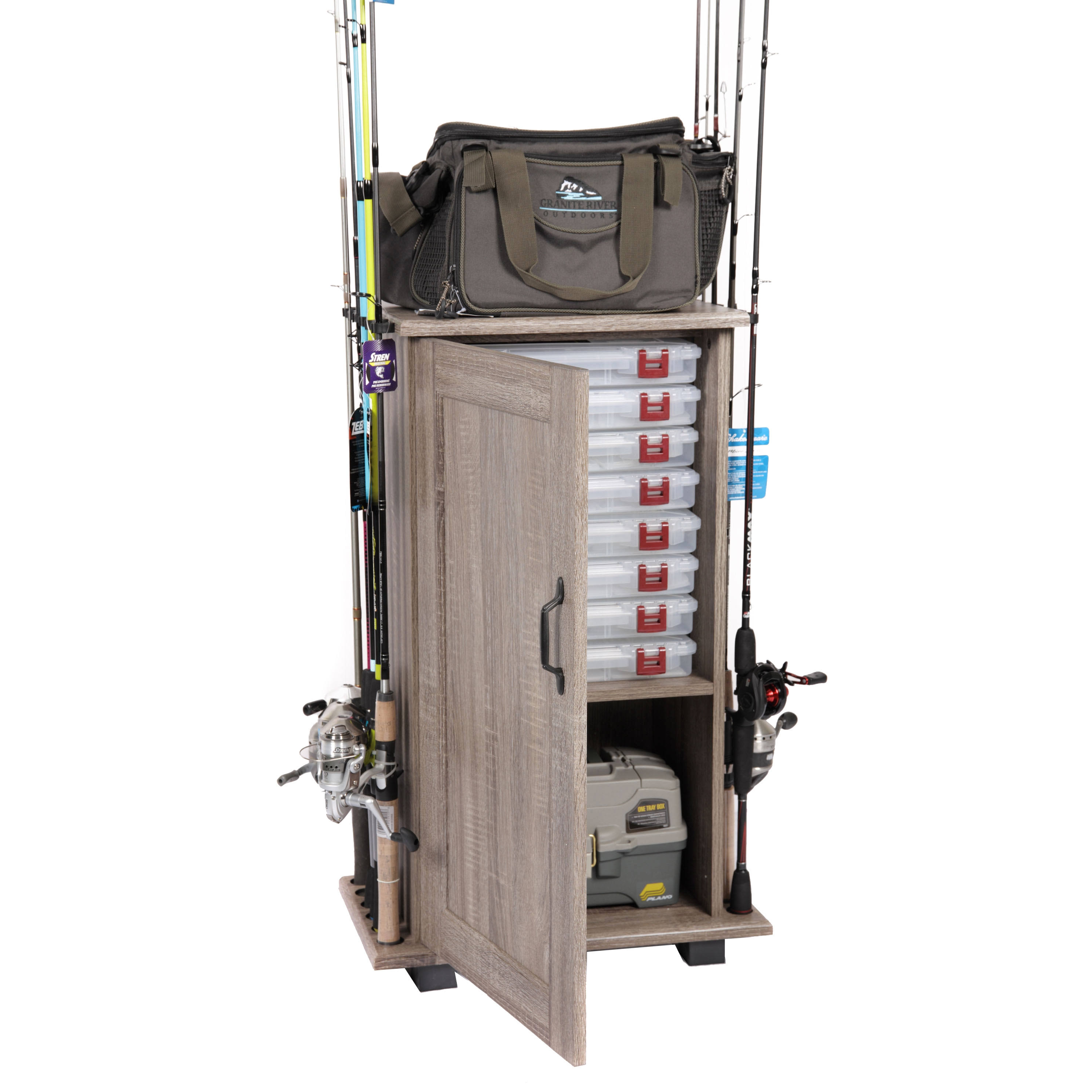 Tuff Stor American Furniture Classics Fishing Storage and Organization Cabinet, Grey