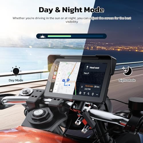 LAMTTO 7-Inch Wireless Motorcycle Carplay GPS Navigation System with Apple Carplay and Android Auto