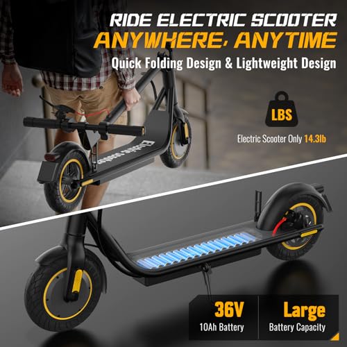 Electric Scooter, 10" Solid Tires, 500W Motor, 19MPH Max Speed & 21 Miles Range, Folding E-Scooter for Adults and Teens with Smart APP
