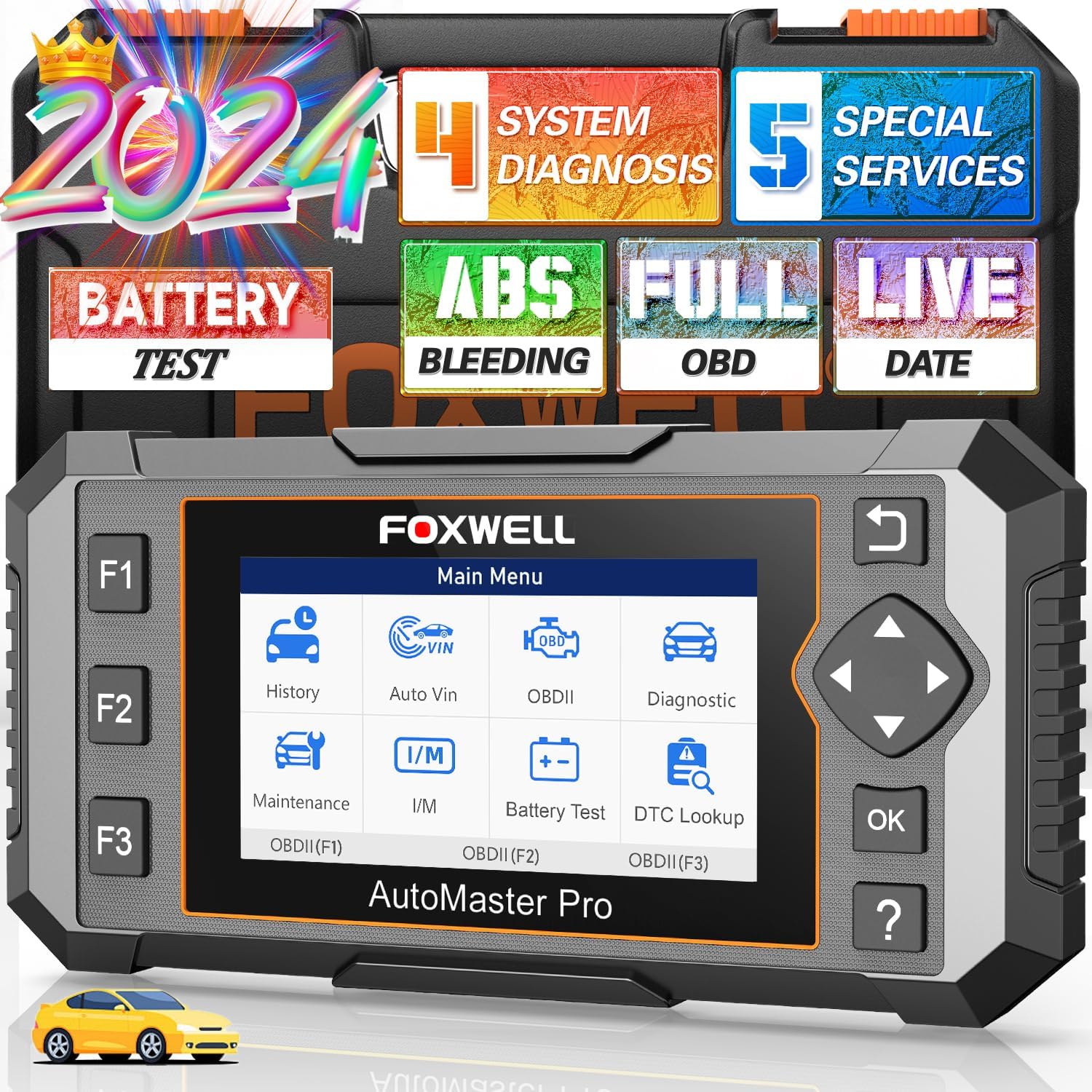 2024 Newest FOXWELL NT614 Elite OBD2 Scanner with 5 Resets ABS Bleeding/SAS Calibration/Oil/EPB/Throttle, Upgrade of NT604 Code Reader Scan Tools