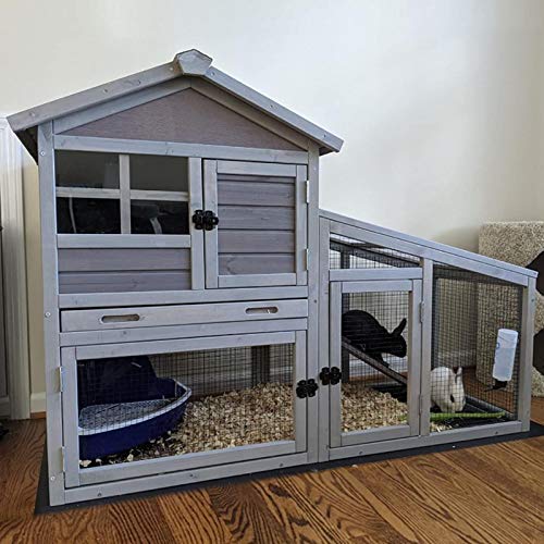 Aivituvin Rabbit Hutch 93.7" Large Rabbit Cage Indoor Outdoor Guinea Pig Cage Chicken Coop on Wheels Bunny Cage with 4 Deep No Leakage Pull Out Tray