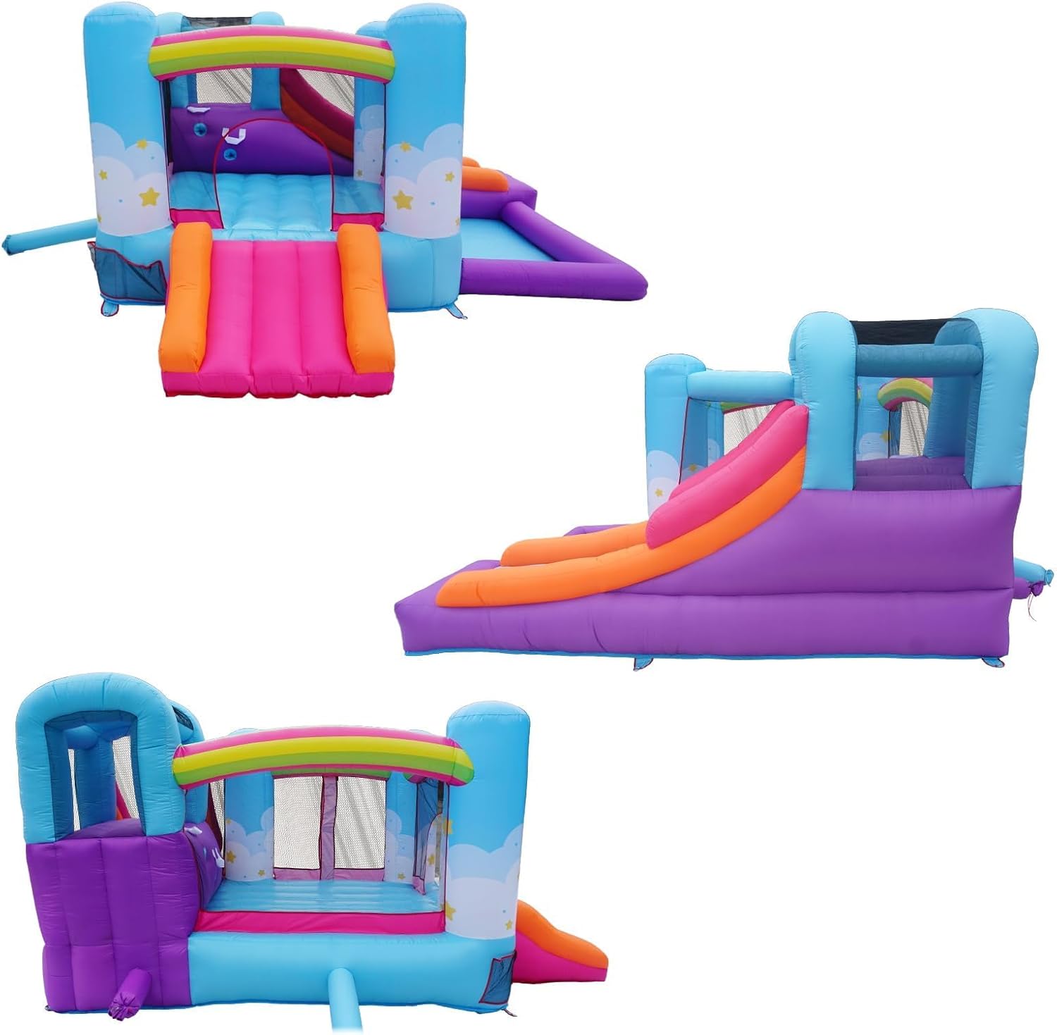 Inflatable Bounce House for Kids 3-6,Indoor Toddler Bouncer with Air Blower,Ball Pit,Slides,Reinforced PVC Bounce Floor