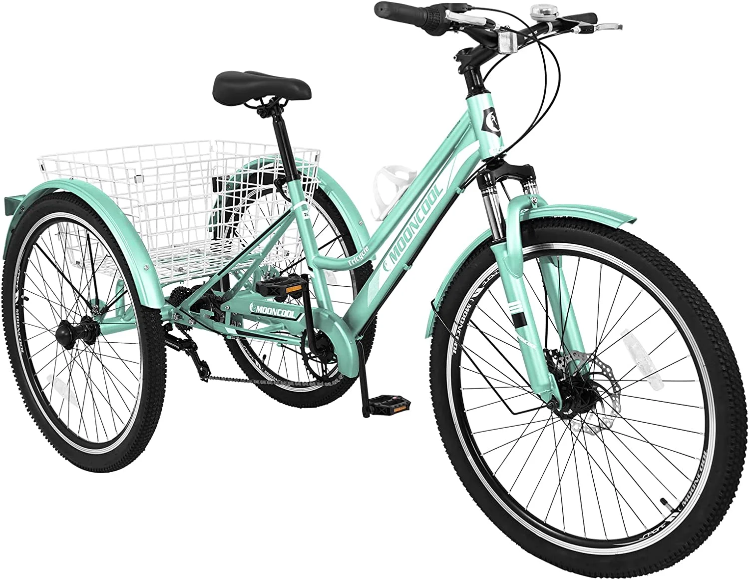 ABORON Adult Mountain Tricycle, 7 Speed Three Wheel Bike, 24/26/27.5 Inch Adults Trikes for Seniors with Shopping Basket