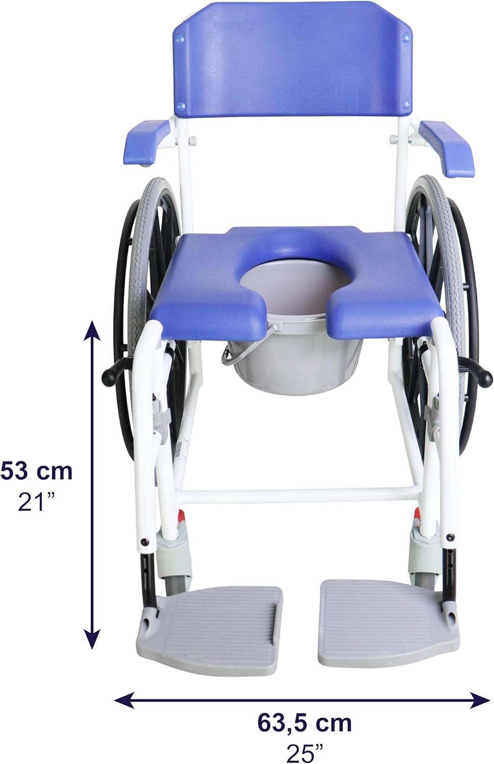 KMINA PRO - Shower Wheelchair for Inside Shower, Adjustable Shower Chair with Wheels for Disabled Adult, Self Propelled Shower Commode Wheelchairs