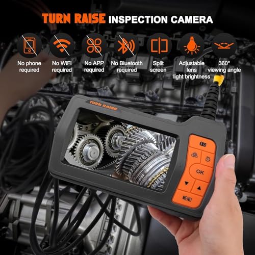 Triple Lens Sewer Camera with 50ft, 5" IPS Screen Borescope with Light, 1080P HD Endoscope IP67 Drain Pipe Snake Drain Camera