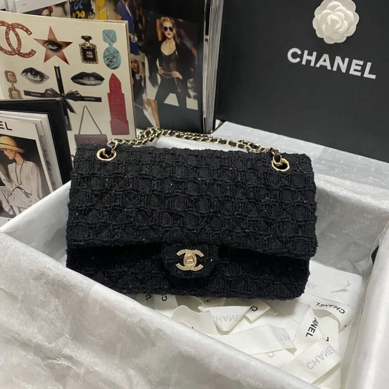 Chanel Class-Flap Bag In Black Tweed 1112