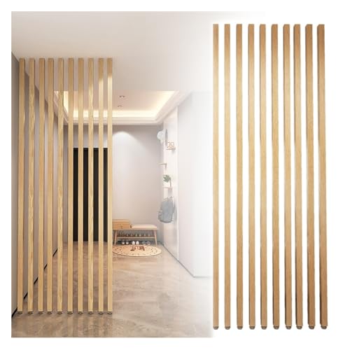 10Pcs Wall Partition Room Divider Floor to Ceiling Wooden Post, Wood Screen Partition Slats for Living Room Home Office Entryway Decor
