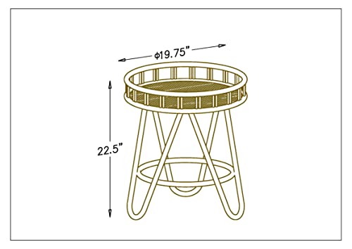FINECASA Round Rattan Coffee Table, 32'' Wicker Boho Hand-Woven Top