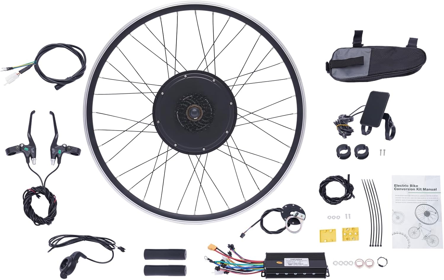 E-Bike Rear Wheel Conversion Kit, 48V 1000W Electric Bicycle Conversion Kit E-Bike Motor Kit with LCD Display