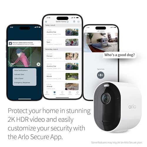 Arlo Pro 5S Spotlight Security Camera 2K HDR | Outdoor | Wireless | Dual-Band Wi-Fi Connects to Strongest Network |12X Zoom, 2-Way Audio, Siren