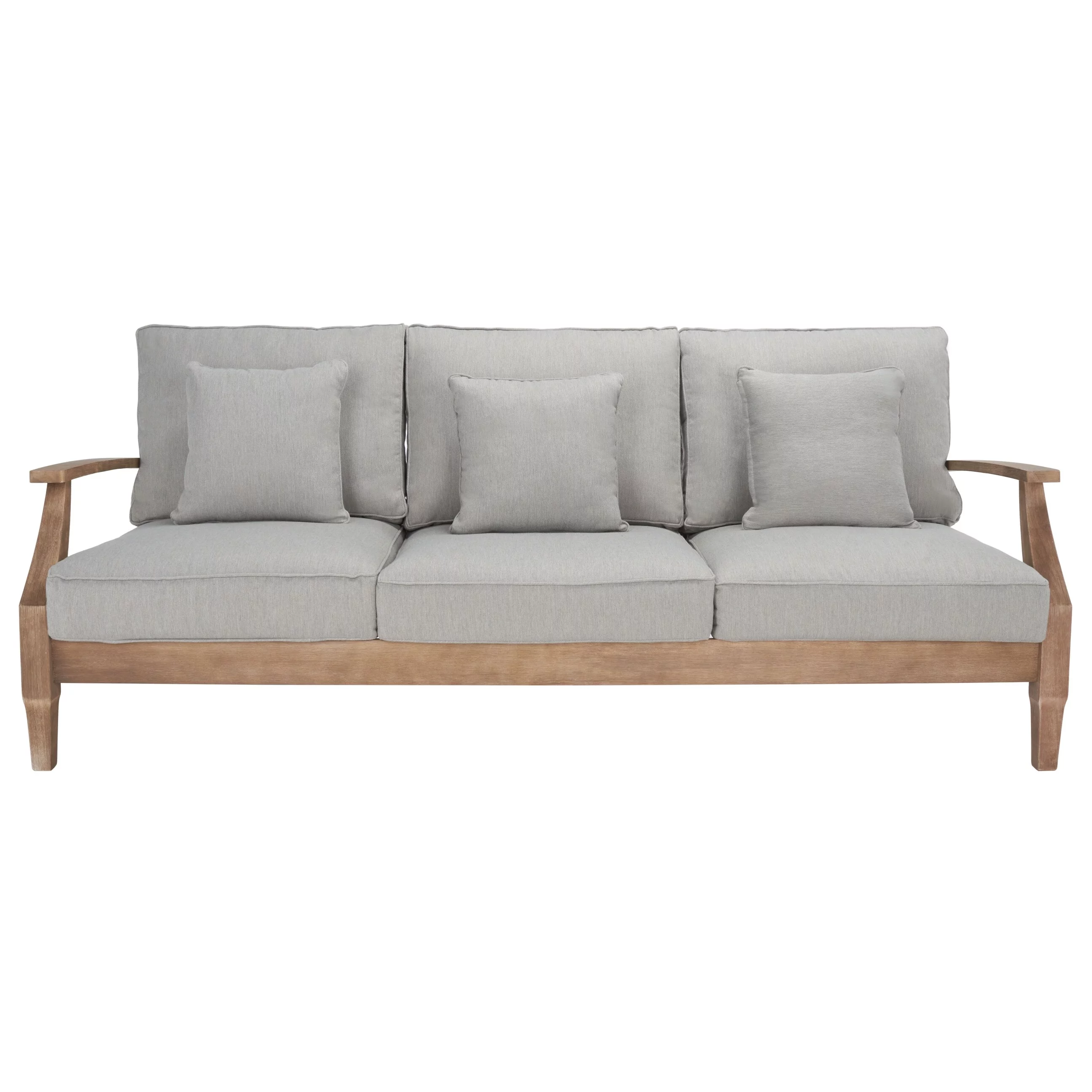 Safavieh  Couture Martinique Wood Patio Sofa Natural / White - Curated Treasures Market
