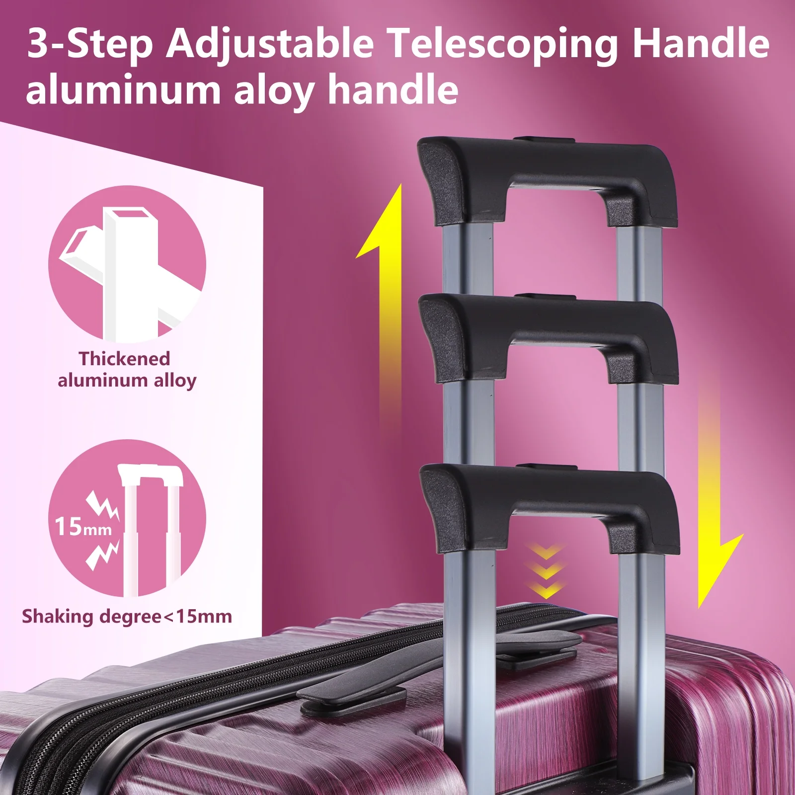 Luggage Set 2 Piece 21/24, 21 Inch 45L with Front Laptop Pocket & 24 Inch Expandable 69-79L, ABS+PC Lightweight Hardshell with Spinner Wheels