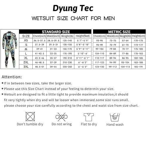 Dyung Tec Wetsuits Mens 3mm Camo Neoprene Scuba Diving Unisex One Piece Sport Skin Spearfishing Full Suit - Sports Supplies Online Store