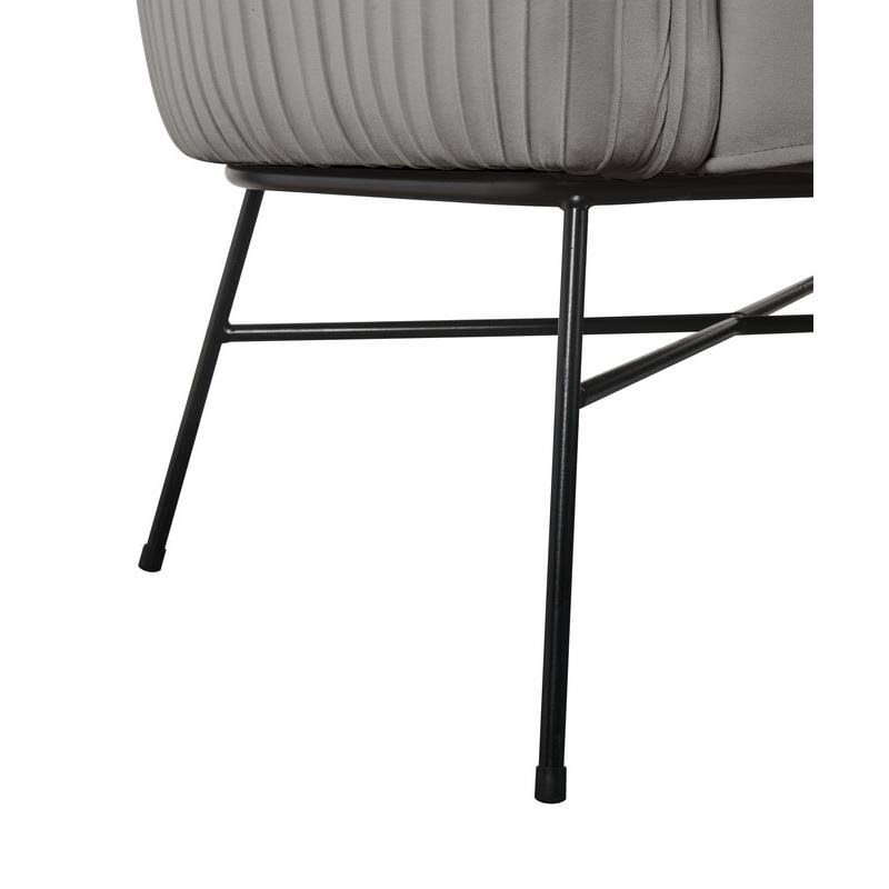 Lilola Home Scarlett Gray Velvet Barrel Accent Chair with Metal Base
