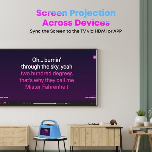Karaoke Machine for Adults, with Lyrics Display, Smart Portable Big Bluetooth Speaker 2 Wireless Microphones