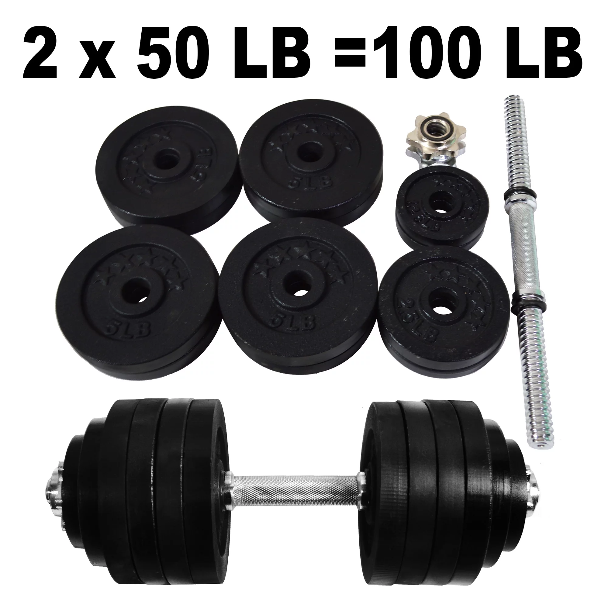 Full Iron 2 x 50lb adjustable Dumbbells Set Full Metal Total 105lb Weights Sets Iron 1 Pair