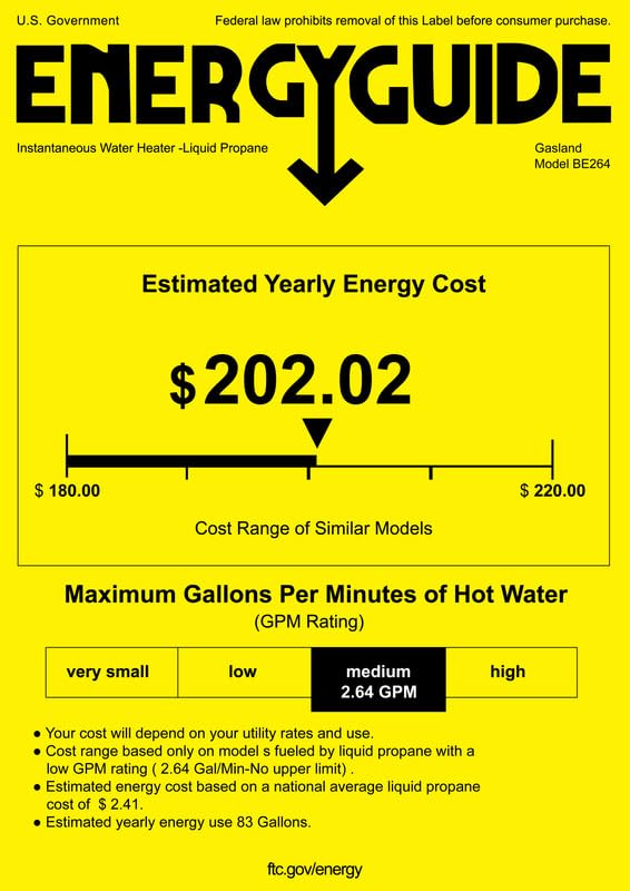 GASLAND BE158 Propane Tankless Water Heater 6L, Outdoor Portable Hot Water Heater, Overheating Protection, Easy to Install
