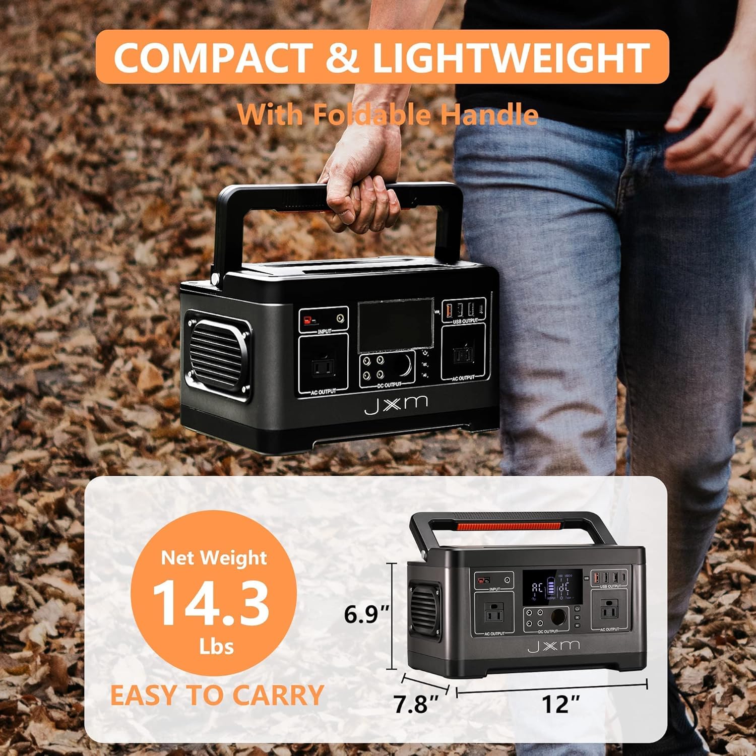 JXXM Portable Power Station 1002Wh Solar Generator, LiFePO4 Battery with 110V/1000W Pure Sine Wave AC Outlet