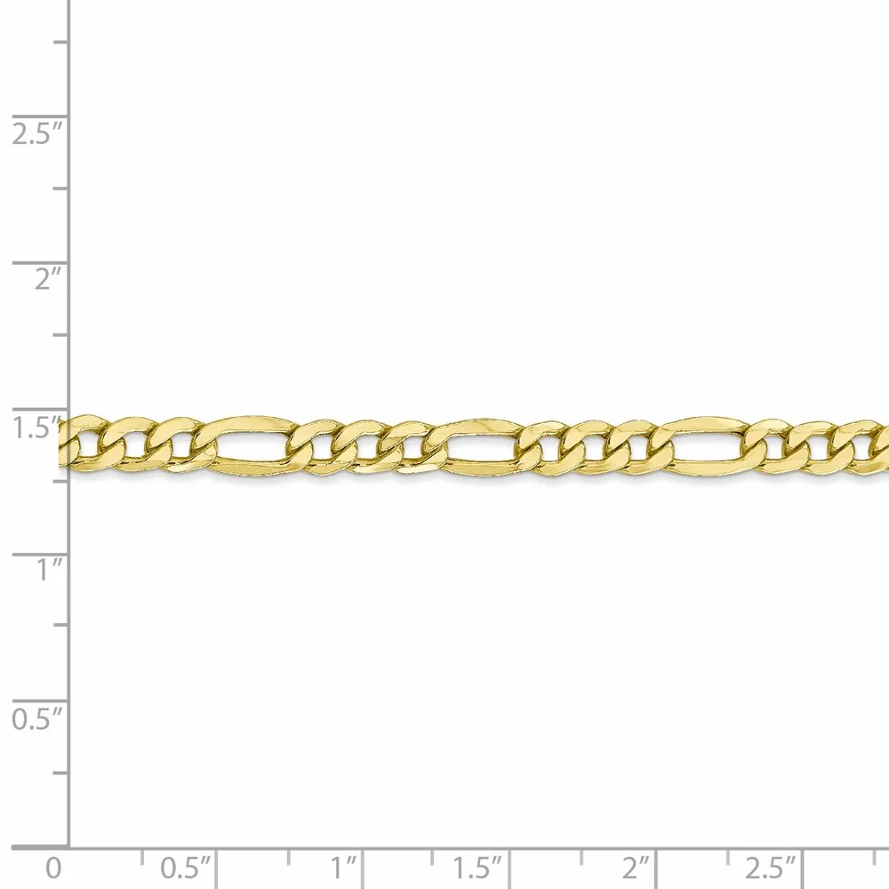 Leslie's Real 10kt Yellow Gold 5.35mm Semi-Solid Figaro Chain; 20 inch; Lobster Clasp; for Adults and Teens; for Women and Men