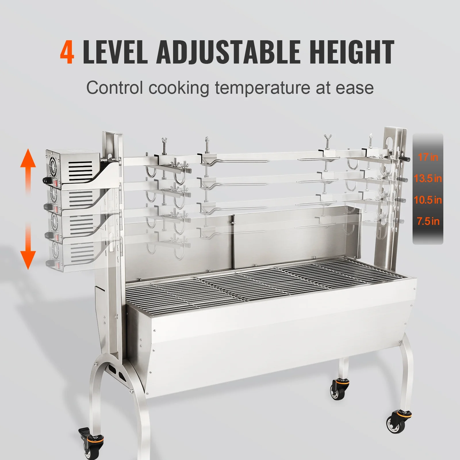 SKYSHALO Roaster Spit Rotisserie BBQ Grill Pig Lamb Chicken Roaster 46 inches 50W 60KG