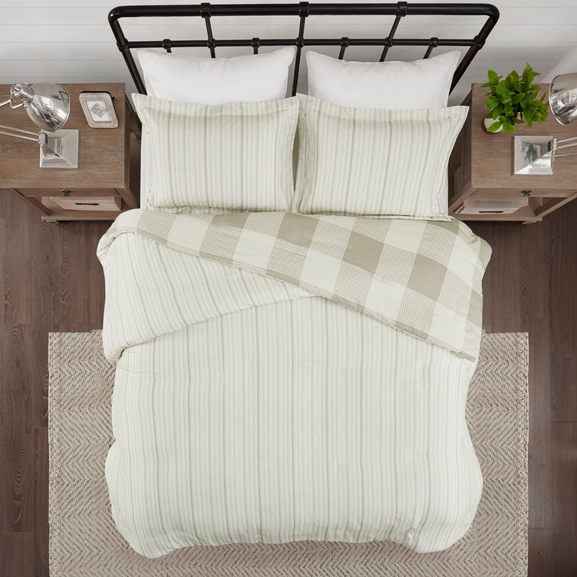 Madison Park Morrison 3 Piece Reversible Buffalo Check Plaid Duvet Cover Set King/Cal King