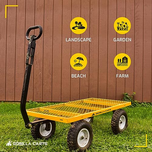 Gorilla Carts Steel Utility Wagon w/ Removable Side Panels, 1000 lb Capacity, Gray