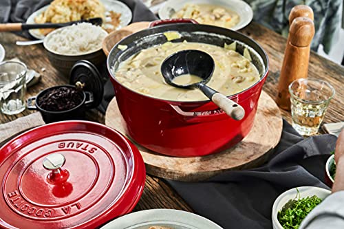 STAUB Cast Iron Dutch Oven 5.5-qt Round Cocotte, Made in France, Serves 5-6, Black Matte