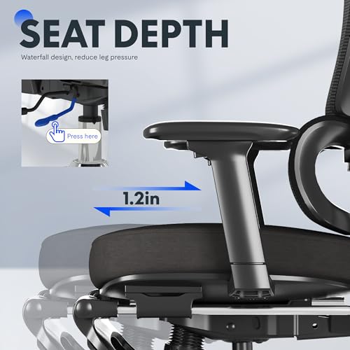 FLEXISPOT ErgoX Premium Ergonomic Office Chair with Footrest- Adjustable 3D Armrests, Dynamic Lumbar Support, Recline & Tilt Function, Mesh Seat