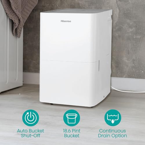 Hisense Energy Star 25-Pint Portable Dehumidifier with Auto-Shutoff, Home Dehumidifier and Moisture Absorber For Basement, Garage