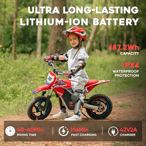 AIII Electric Dirt Bike for Kids 3-7, High Performance Racing Grade Motorcycle, Up to 8MPH, 2 Speed Settings, 12-Inch Off-Road Tires
