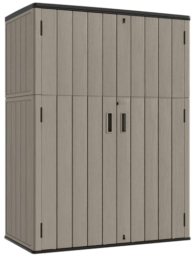 KINYING Outdoor Vertical Storage Shed,57 Cu.ft Outdoor Storage Cabinet Waterproof,Resin Sheds & Outdoor Storage Clearance for Garden,Patio,Backyard