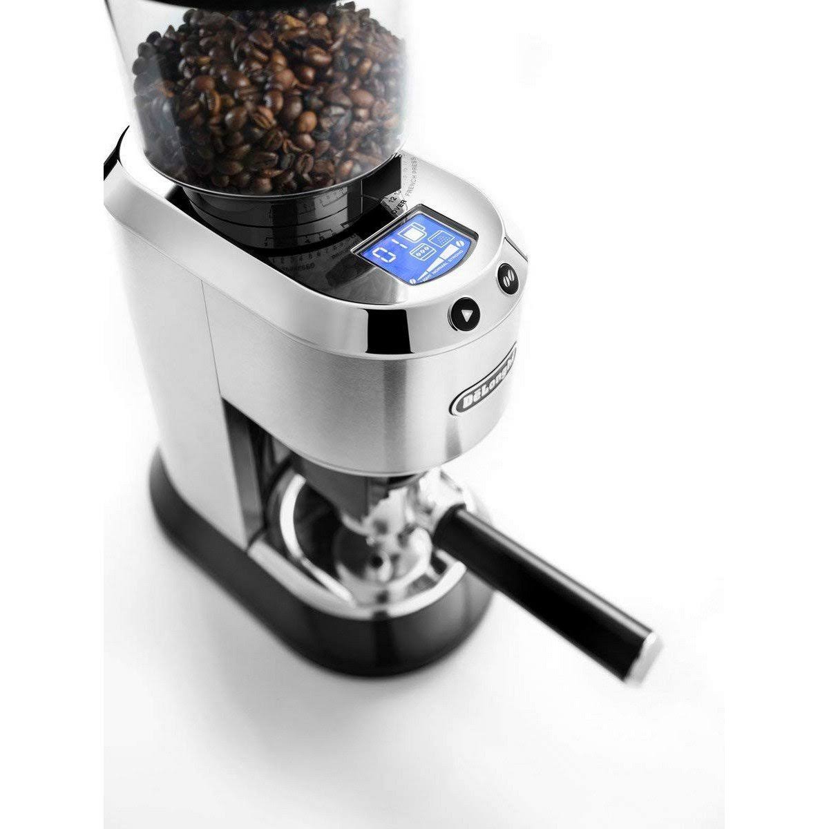 DeLonghi America KG521 Dedica Conical Burr Grinder with Porta Filter Attachment, Silver