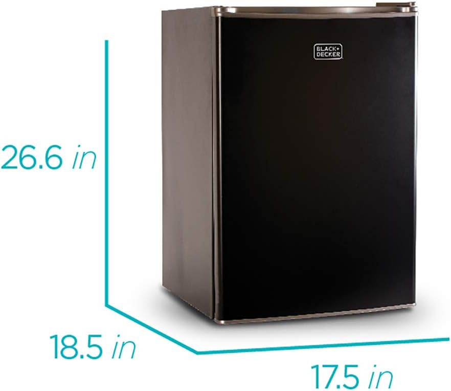 BLACK+DECKER BCRK25B Compact Refrigerator Energy Star Single Door Mini Fridge with Freezer, 2.5 Cubic Feet
