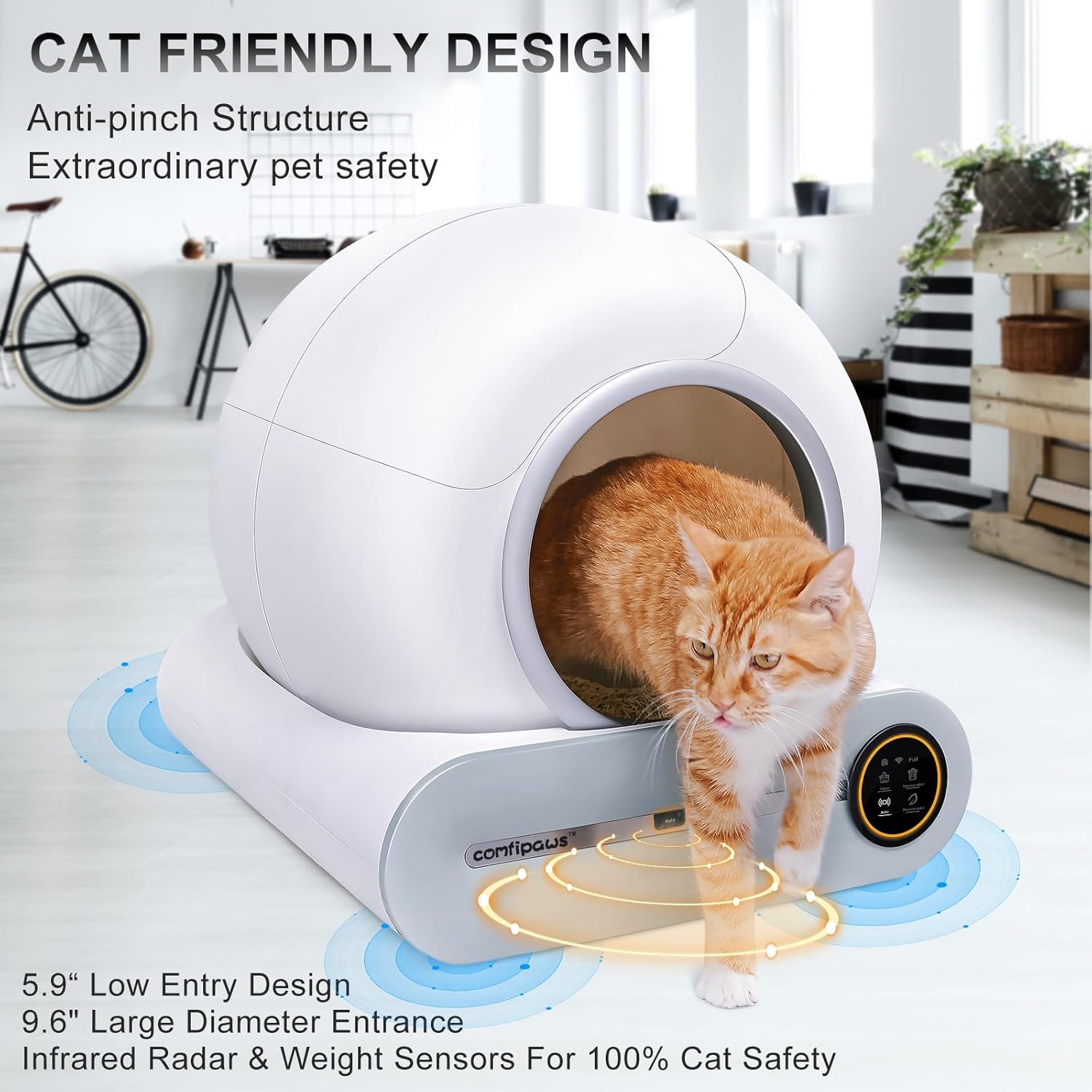Automatic Cat Litter Box Self Cleaning Robot Cat Litter Box for Multiple Cats, Auto Clean Cat Litter Box with APP Control & Ionic Deodorizer