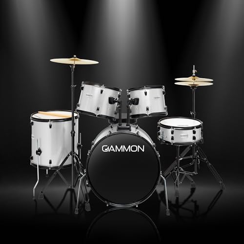 Full Size Complete Adult 5-Piece Drum Set with Cymbals, Stands, Stool, and Sticks - Blue