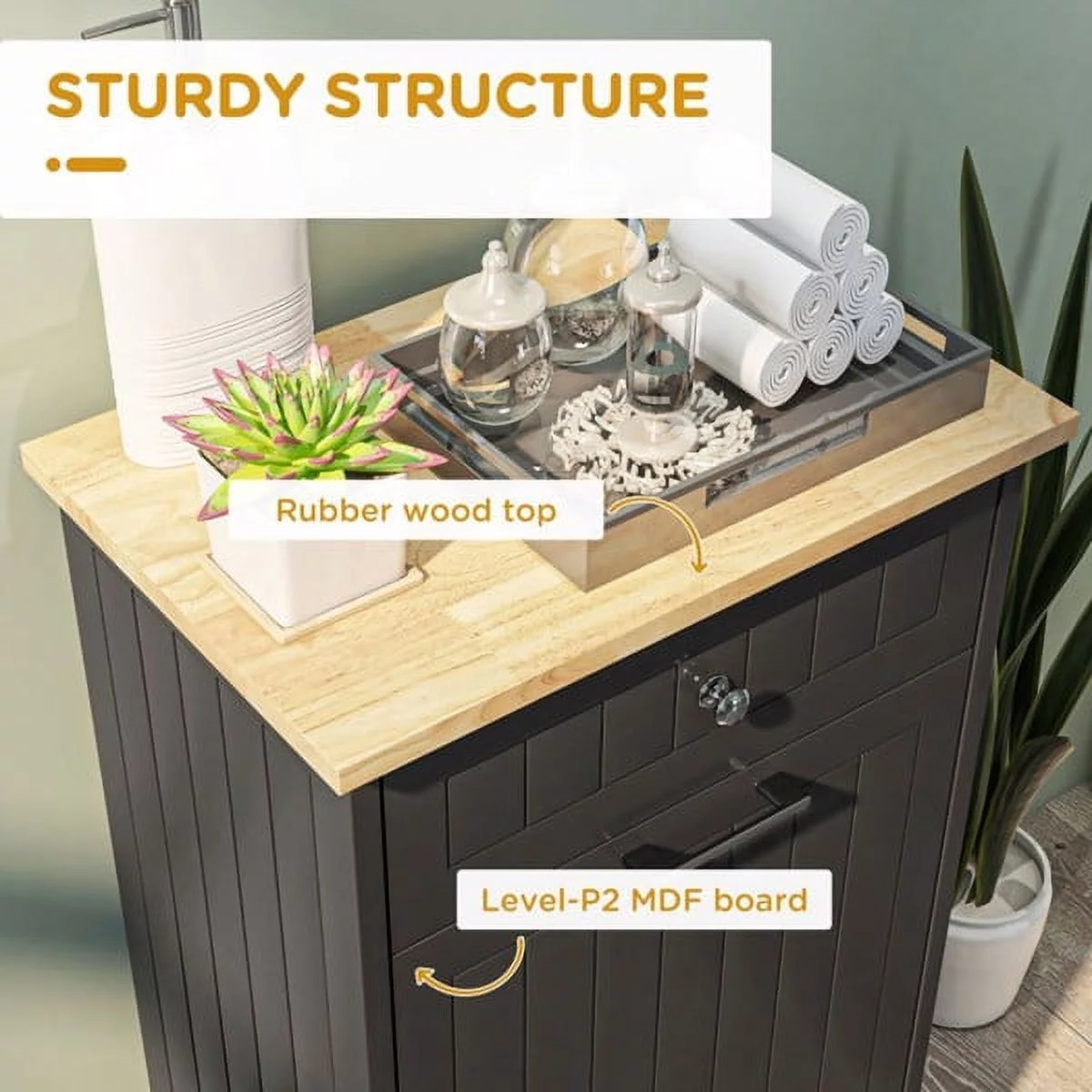 Kitchen Tilt Out Trash Bin Cabinet, ZPL Freestanding Laundry Sorter Cabinet,Trash Can Holder With Drawer, Freestanding Laundry Sorter Cabinet